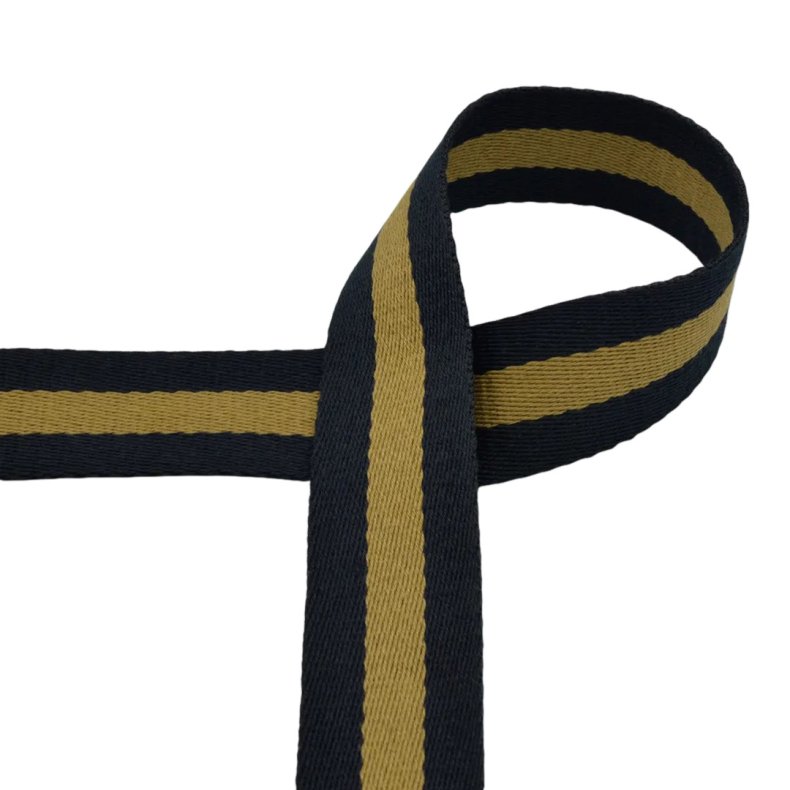 Gurtband, gestreift 40 mm schwarz/gold pro m