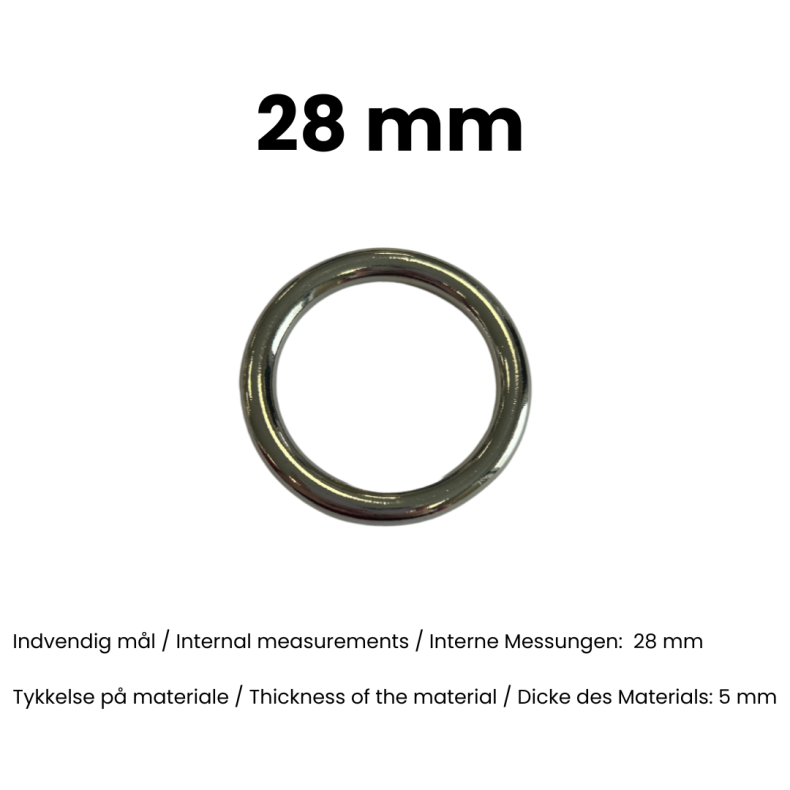 Rund ring stbt 28 mm Nikkel pr. stk.