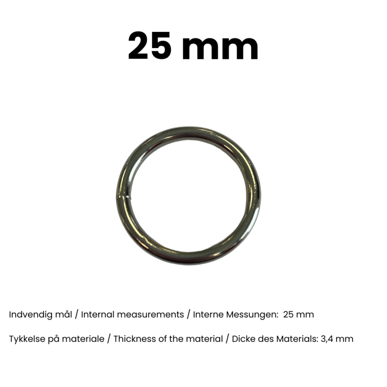 Rund ring svejset 25 mm Nikkel pr. stk.