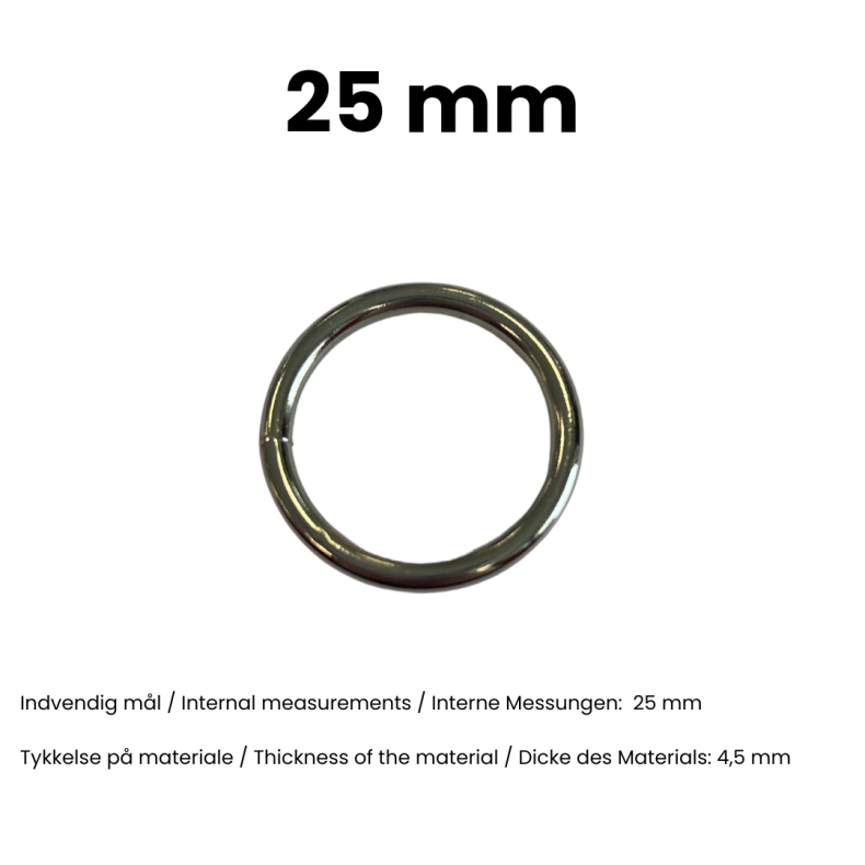 Rund ring svejset kraftig  25 mm Nikkel pr. stk.