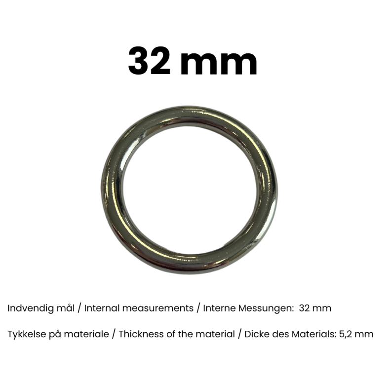 Rund ring stbt 32 mm Nikkel pr. stk.