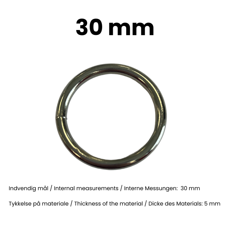 Rund ring svejset 30 mm Nikkel pr. stk.