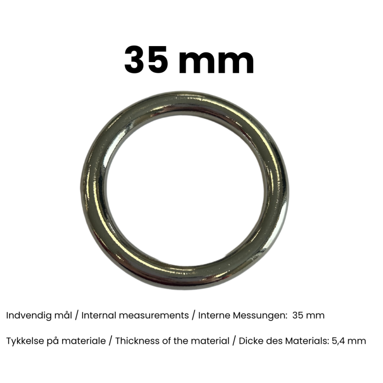 Rund ring stbt 35 mm Nikkel pr. stk.