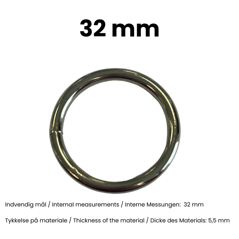 Rund ring svejset 32 mm Nikkel pr. stk.