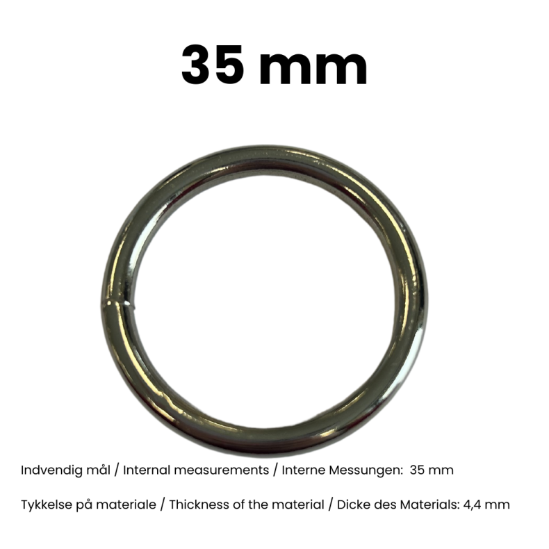 Rund ring svejset 35 mm Nikkel pr. stk.