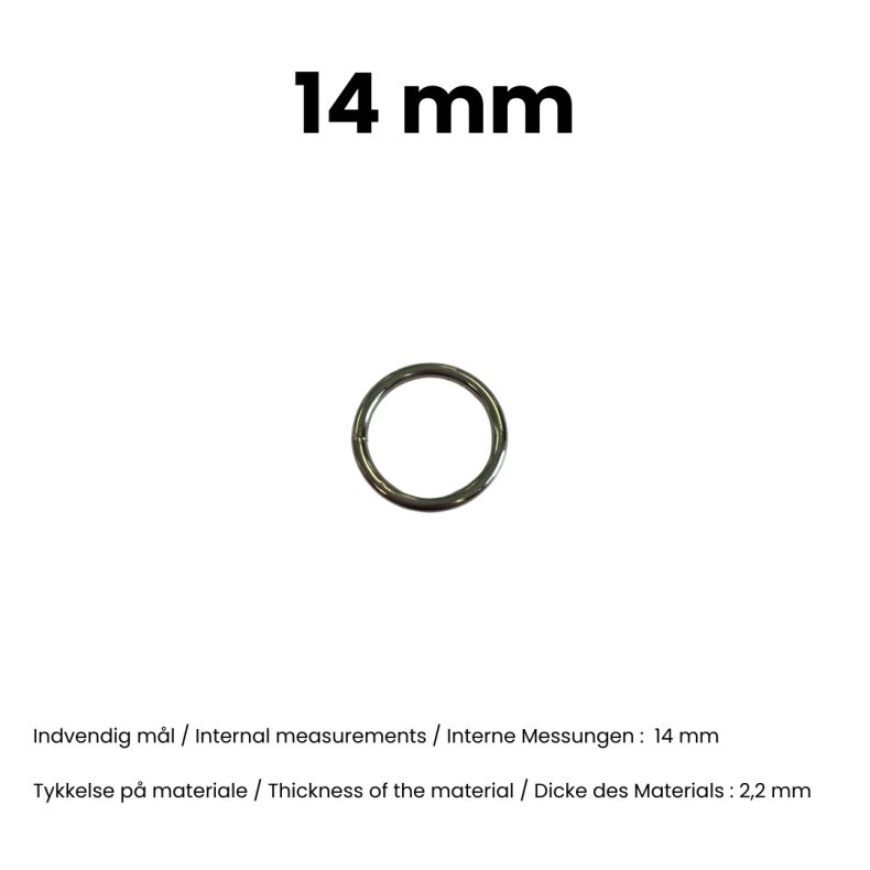 Rund ring svejset 14 mm Nikkel pr. stk.