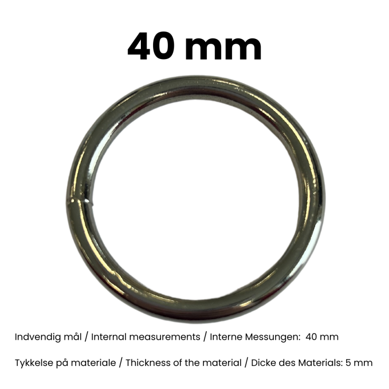 Rund ring svejset 40 mm Nikkel pr. stk.