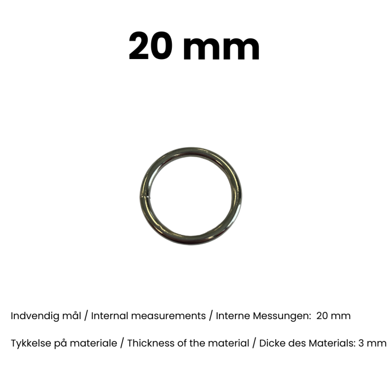 Rund ring svejset 20 mm Nikkel pr. stk.