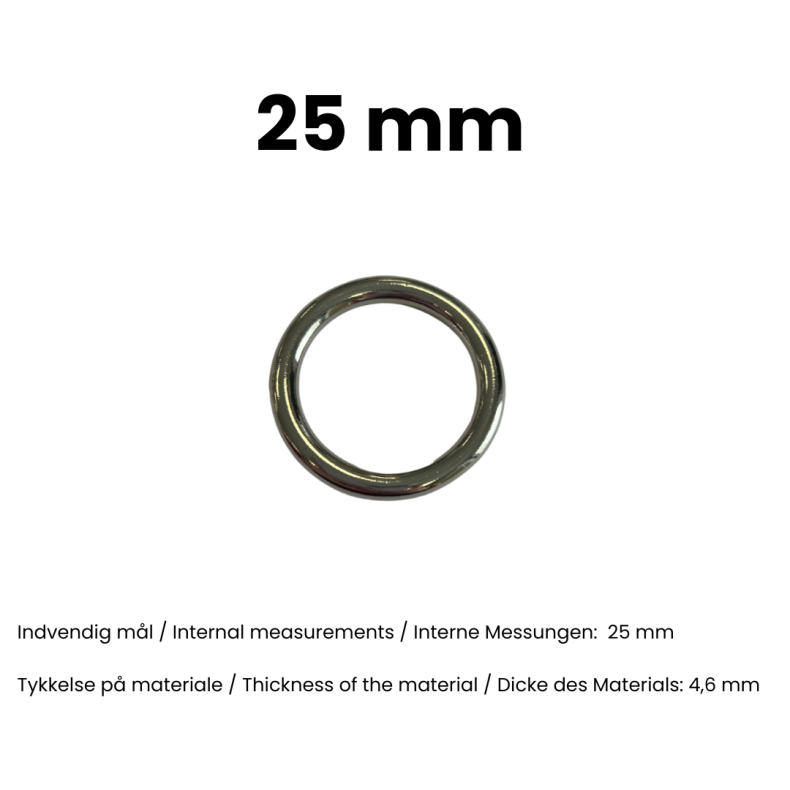 Rund ring stbt 25 mm Nikkel pr. stk.