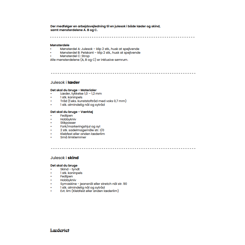 Julesok -  mnster og arbejdsvejledning 