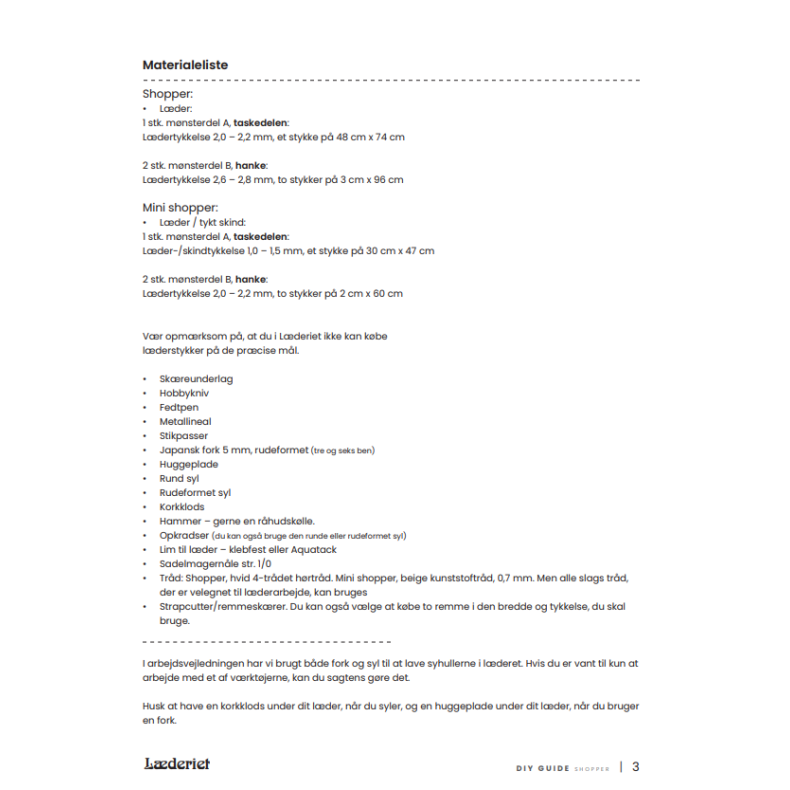 Shopper -  mnstre og arbejdsvejledning 